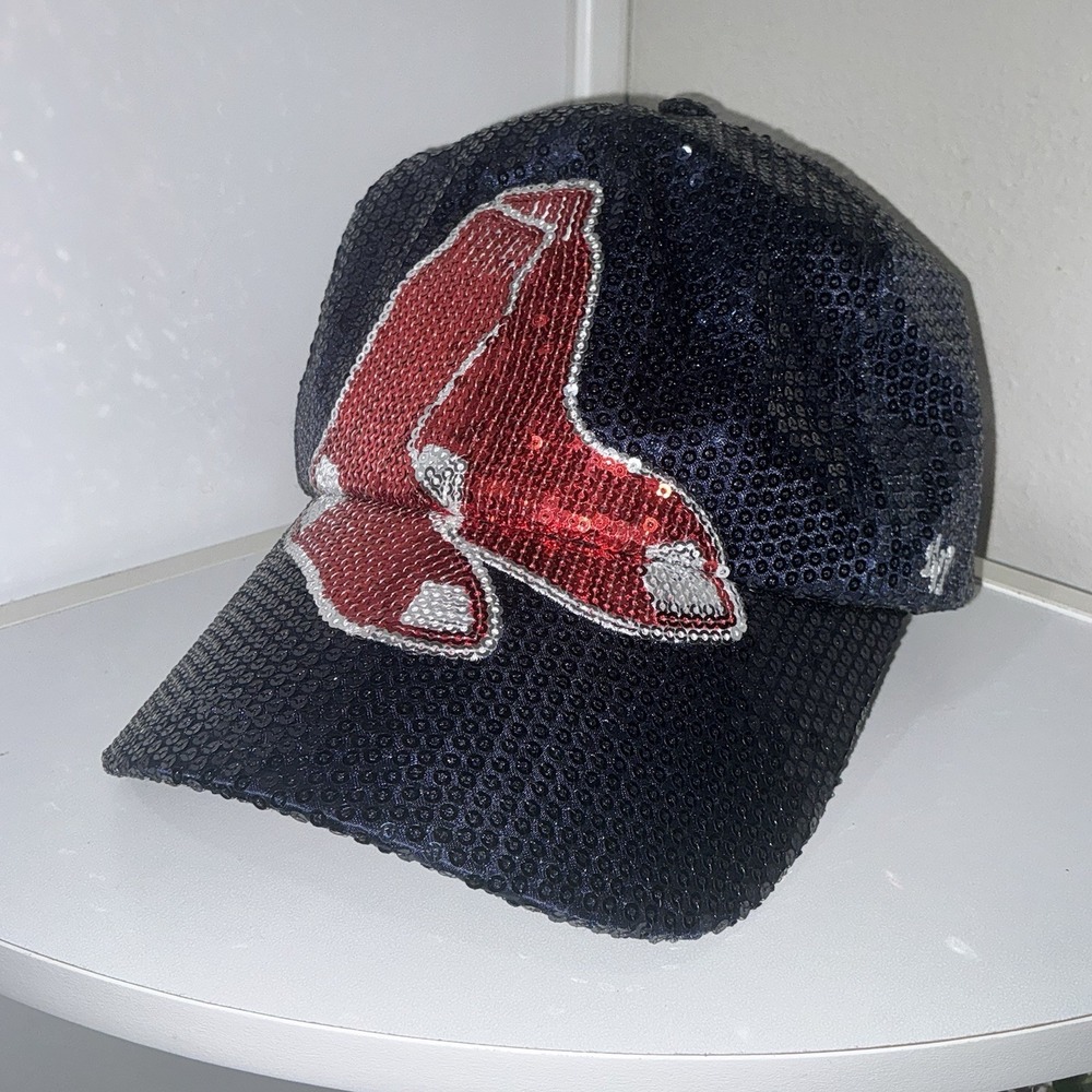 Boston Red Sox Hat Cap Blue Red Sequins Baseball Women 47 Brand